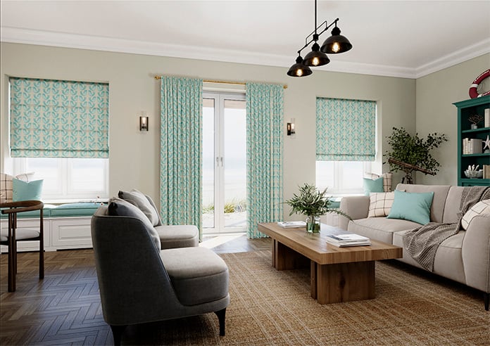 Scandi Birds, Aqua - Roman Blind - Image 7